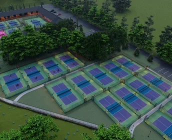 Thi công sân pickleball cao cấp 8 lớp USA DECOTURF nền nhựa, sơn có HẠT cao su