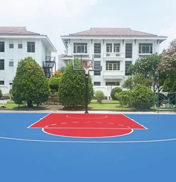 Thi công sân bóng rổ với 1 rổ chuẩn - nền nhựa - Sơn có Hạt cao su giảm chấn TopSports