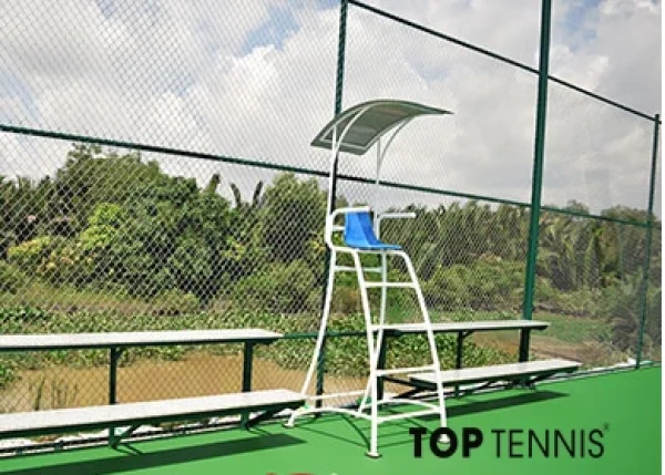 Ghế trọng tài tennis TopTennis có mái che bạt Châu Âu cao 3.4m, ống 42.