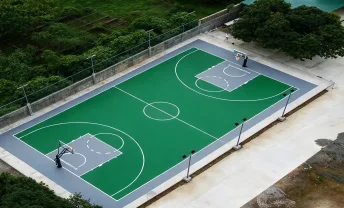 Sơn sân bóng rổ với 2 lớp sơn NOVASPORTS USA trên nền Ciment