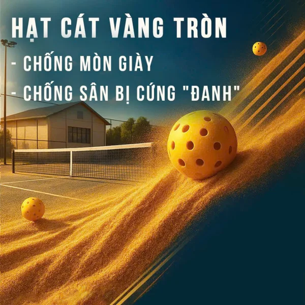 Sửa sân pickleball 7 lớp TOPSPORTS hạt cát tròn vàng